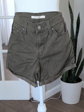 Levi's Green Denim Mid Length Cuff Jean Shorts 26